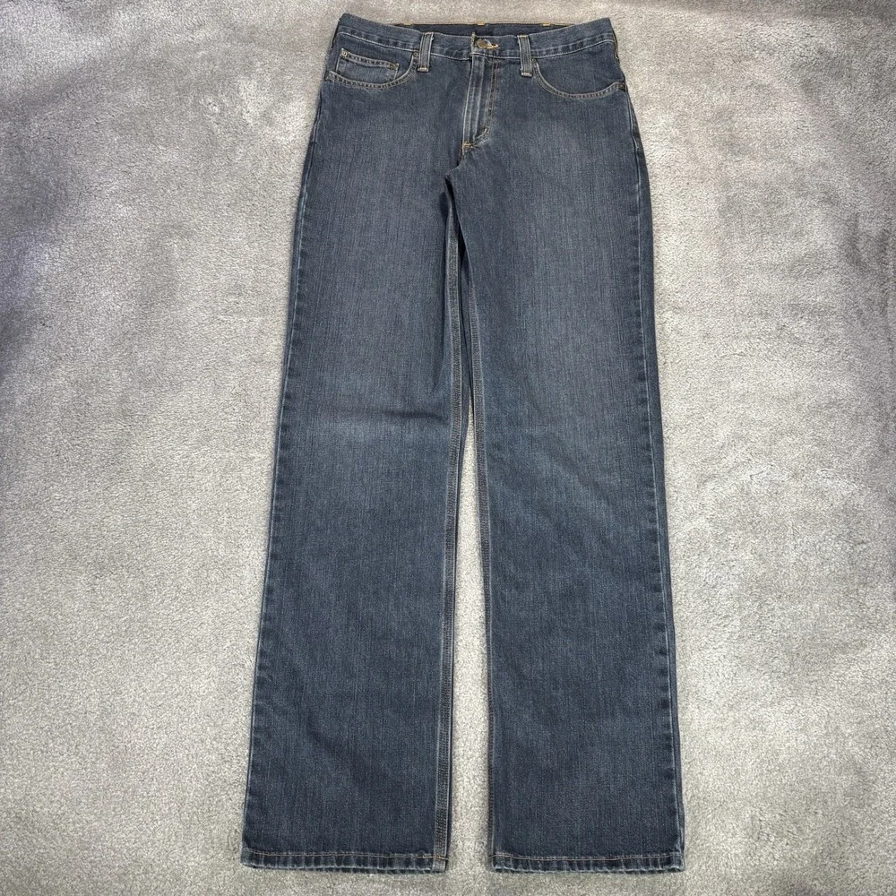 Carhartt Jeans Mens 33x36 Holter Relaxed Fit Straight Dark Blue Denim Workwear